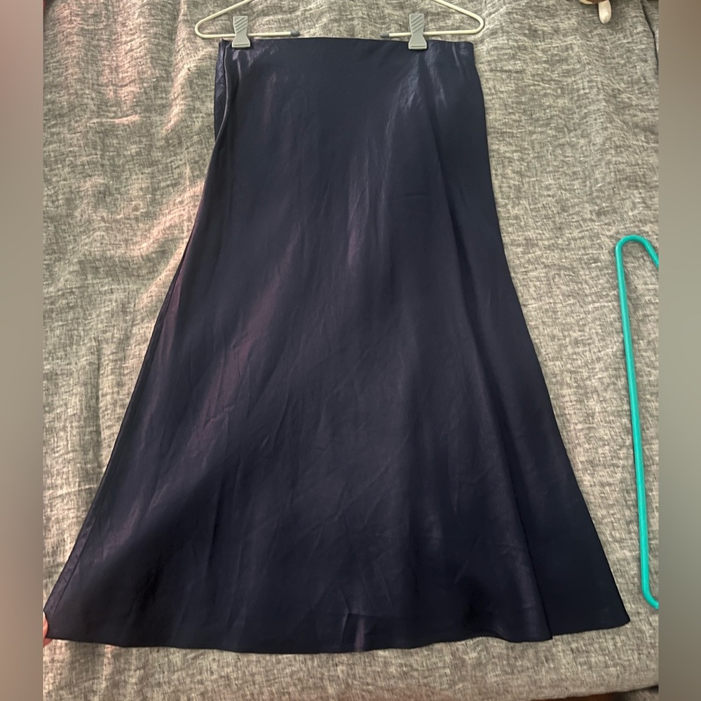 Navy Aritzia Babaton Satin Skirt